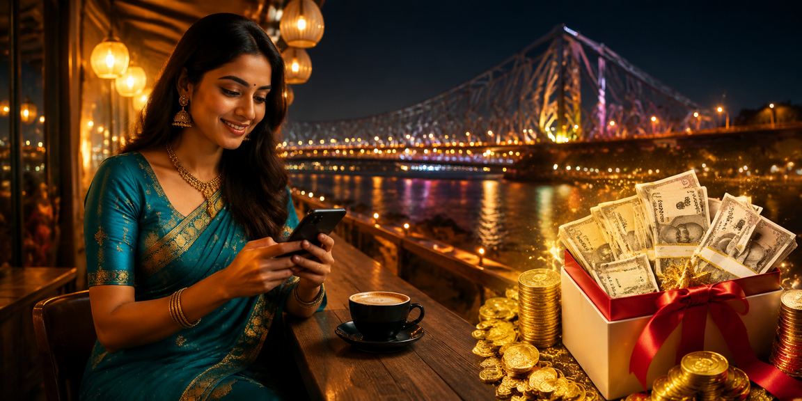 Mobile user enjoying online casino card game in Kolkata